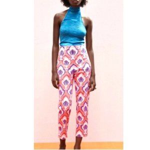 ZARA Pink Purple geometric Print Trousers